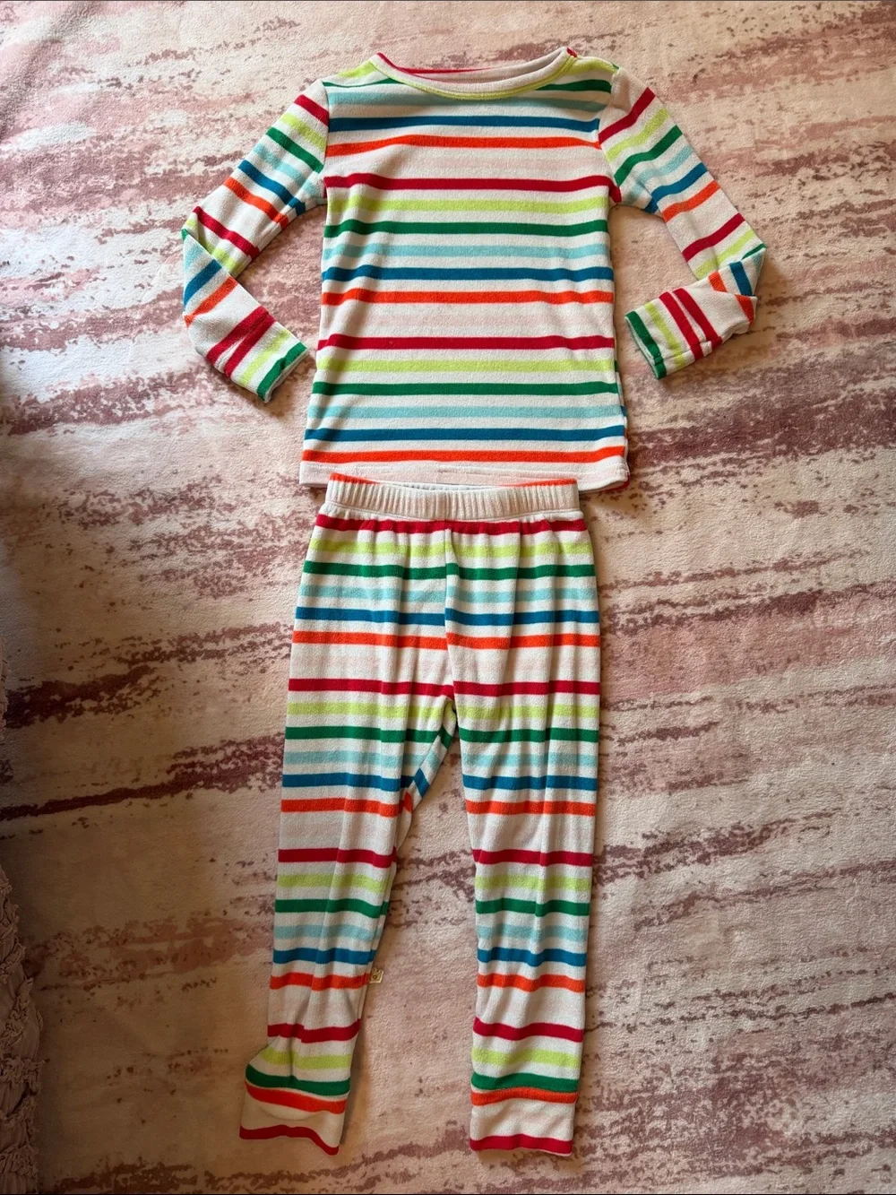 Kids Long Sleeve Rainbow Stripe Pajama Set - Multicolor